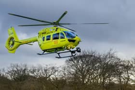 File picture shows the Yorkshire Air Ambulance. The Yorkshire Air Ambulance was called out after a serious road incident which involved a car and a pedestrian on Claywheels Lane, Sheffield.