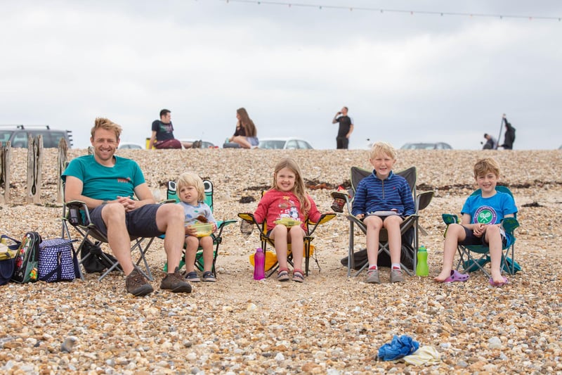 Bobby Pearson, Rupert 2, Harriet 5 Ben 8 and Toby 8 enjoying the beach. Picture: Habibur Rahman