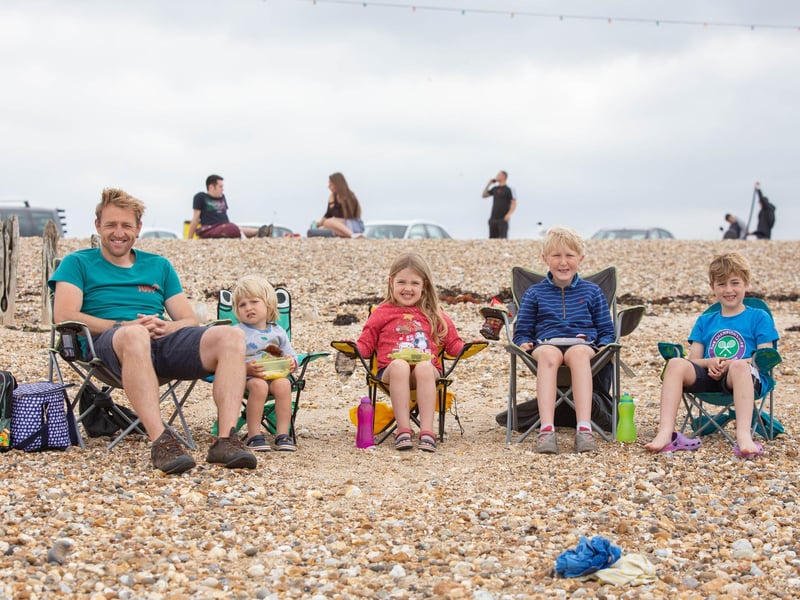 Bobby Pearson, Rupert 2, Harriet 5 Ben 8 and Toby 8 enjoying the beach. Picture: Habibur Rahman