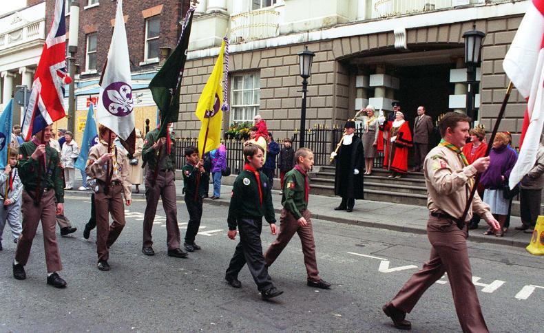 The St George's Day Parade went past the Mansion House in 1997.