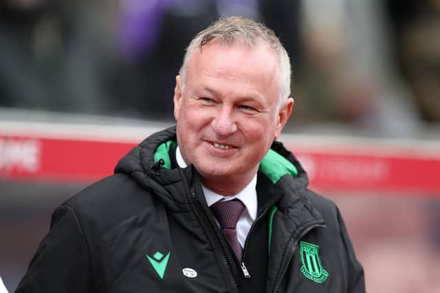 Stoke City's manager Michael O'Neill is all smiles: Barrington Coombs/PA Wire.