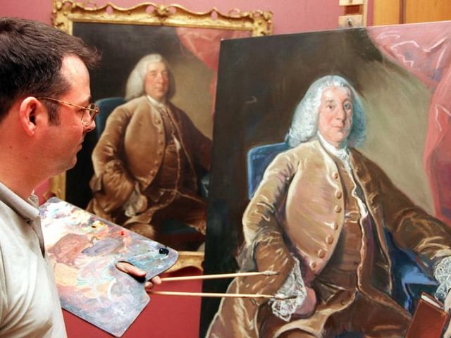 Neil McGregor in 1999 working on his copy of Mayor Alderman William Brooke.