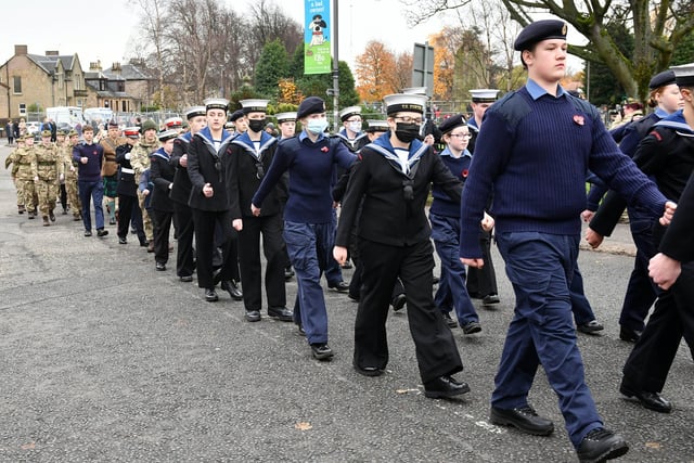 The march to Zetland Park featured veterans young and old and members of the local Sea, Air and Army cadets