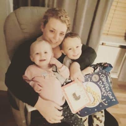 Jessica Galvani, pictured with her children, is reading bedtime stories to youngsters using the power of social media