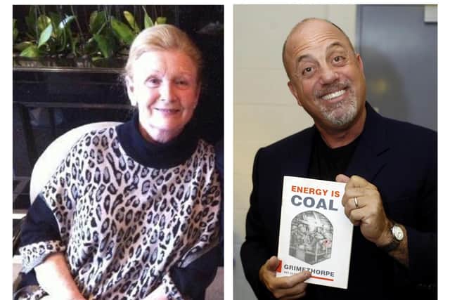 Author Mel Dyke and Billy Joel, whose song Allentown was about industry closures and job losses in his homeland - he was moved to receive a signed copy of Mel's book on a visit to Sheffield Arena