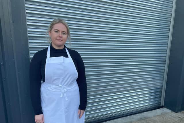 Nancy Leitch, who runs a bakery in Halfway, Sheffield, outside her business premises which were broken into earlier this month