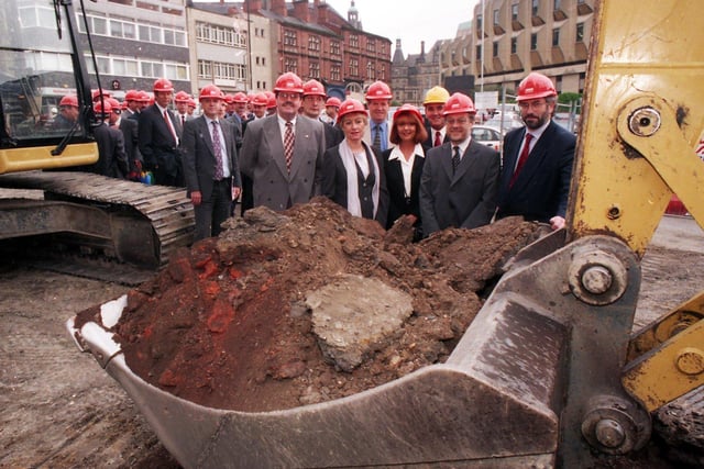The next stage of the Heart of the City project took place at Union Street,where work began,  fifth from the right is Denis MacDaid, Deputy MD Taylor Woodrow Construction Ltd, extreme right Chief Executive Bob Kerslake, and left of him Coun Peter Moore, July 1999