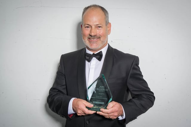 Steve Attrill of HoverTravel, the winner of the Company Corporate Social Responsibility Initiative of the Year.