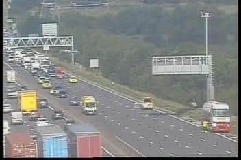 A still from a traffic camera showing the scene of the RTC. Photo from Highways England.