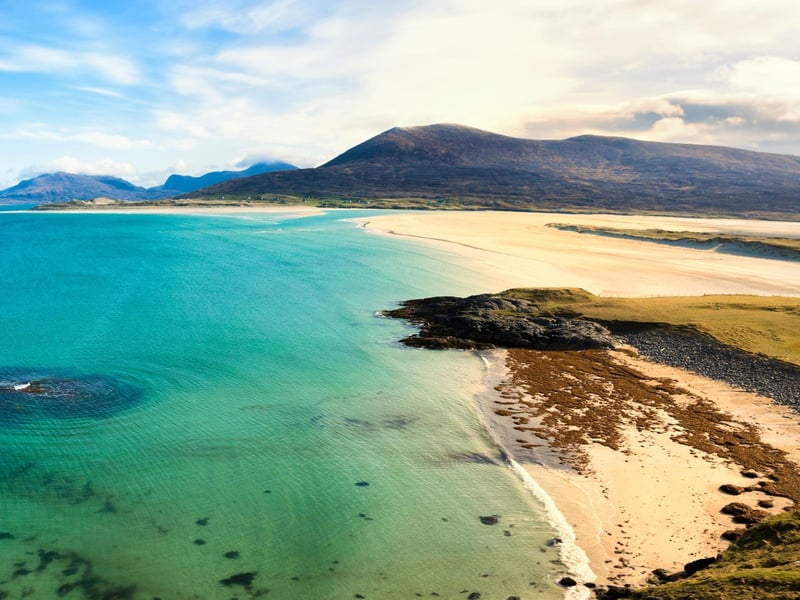 The Outer Hebrides are an inter-connected chain of islands which take about 1hr 40mins to get to via ferry. They have outstanding beauty, from their white beaches to wild mountains, and an abundance of wildlife. The classic island-hop is via Oban to Barra, Eriskay, North Uist, Harris, Lewis, to Ullapool (£32pp).