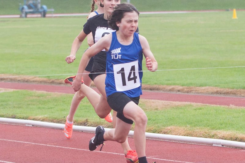 Innerleithen's Freddie Wilson, No 14, finishing first in the 90m youth final