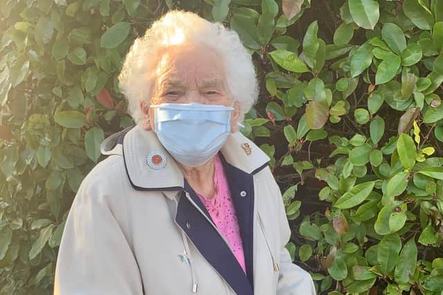 Freda France, 90, was given her vaccine at her local GP surgery.