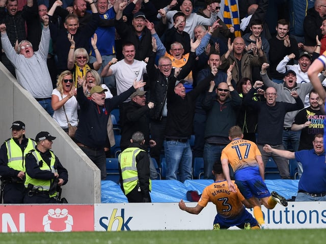 Sir Mal of Benning celebrates his winning goal as Mansfield add another nail to Chesterfield's relegation coffin.
