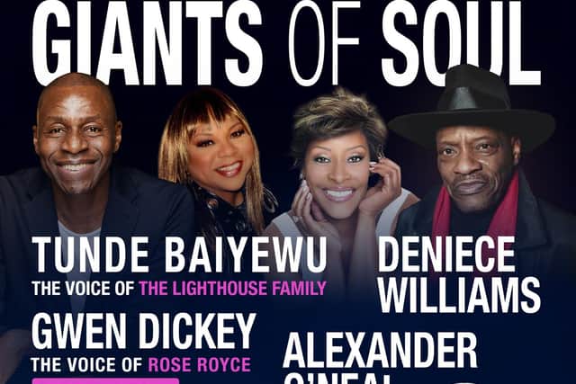 The Flyer for the Giants of Soul coming to Sheffield this week at the City Hall.