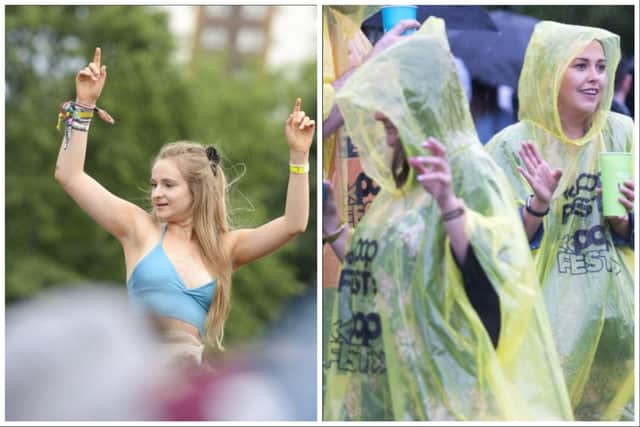 Picture shows Tramlines in the hot dry weather, and in the rain, as forecasters predict the weather for Hillsborough this weekend