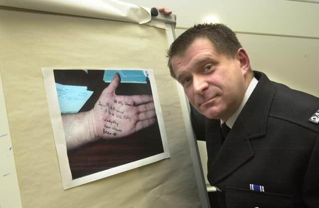 PC Richard Twigg jotted down a description of Michaela's killer on his hand when he was the first to arrive at the crime scene where she was found back in November 2001