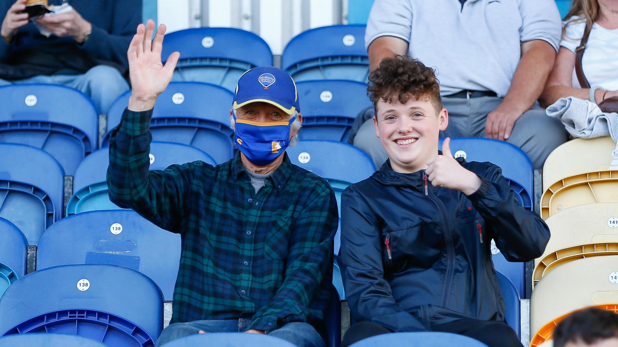 Mansfield Town fans in the stands ahead of their side's defeat to Preston North End.