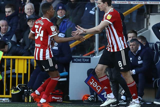 Kyron Gordon of Sheffield United is substituted for Sander Berge at Millwall: Paul Terry / Sportimage