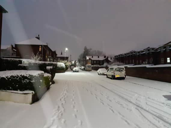 Snow in Heeley, Sheffield, this morning