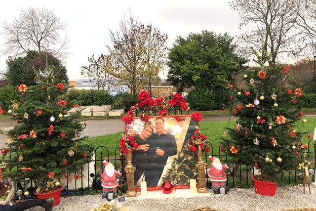 The final resting place of Willy Collins in Sheffield has been decorated for Christmas by his widow, Kathleen