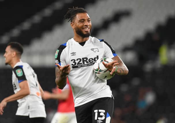 Colin Kazim-Richard's contract is expiring at the end of the season with Derby reeling from financial problems off the field. (Photo by Tony Marshall/Getty Images)