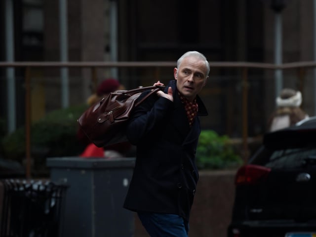 Actor, Mark Bonnar is seen filming the BBC series Guilt 2 in Glasgow..
