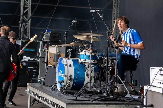 The Sherlock's Brandon Crook on drums... (Image - Rhona Murphy)