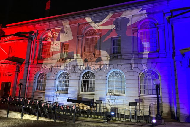 Rotherham Town Hall was lit up with this moving image for VE Day (pic: Full Circle Event Production)