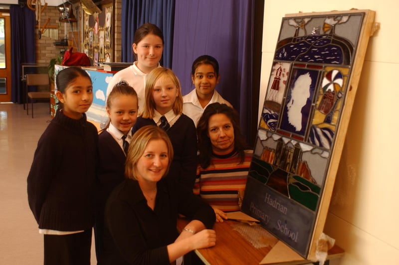 Pupils at the school had special help to design a stained glass window in this view from 2003. Were you involved with this art project?