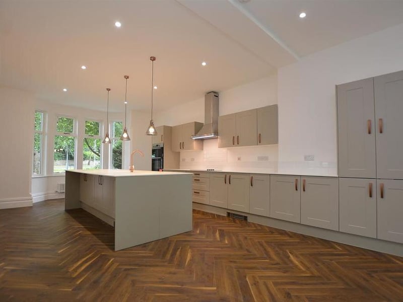 This magnificent, 38-foot, open-plan kitchen is of the highest order. The room is breathtaking, both in stature and style.
