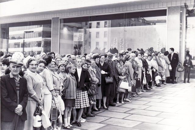 Part of the large crowd waiting for the opening of Cole Brothers' new store at Barker's Pool, Sheffield, on September 17, 1963