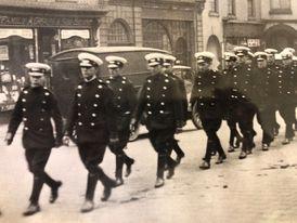 Department of Transport staff attending a funeral of a colleague passed through the square  in the 1920s