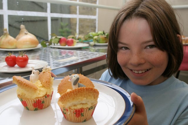 Furness Vale show, nine year old Vanessa Rowlands with her fairy cakes