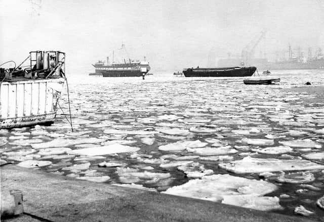 Ice-bound Portsmouth Harbour during the big freeze of 1963