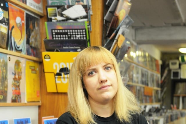 Georgia Rawson, manager at Sheffield city centre shop Record Junkee in 2016. The Earl Street shop also has a live music venue and a music shop, Music Junkee