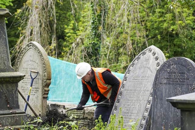Other works will include straightening and relaying the stair case leading down from the Samuel Worth chapel and laying out a series of newly discovered headstones to create an exhibition. Picture Scott Merrylees
