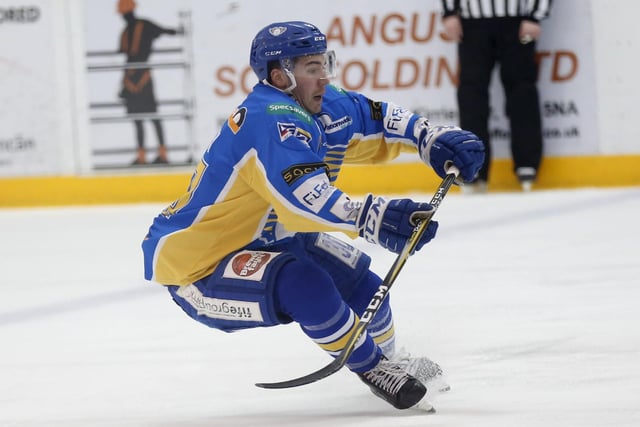 Charlie Mosey scores the goal that wins Fife Flyers their first Gardiner Conference title. (Pic: Steve Gunn)