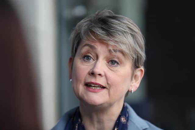 LONDON, ENGLAND - FEBRUARY 19: Yvette Cooper, shadow home secretary, is interviewed outside BBC Broadcasting House after appearing on Sunday with Laura Kuenssberg on February 19, 2023 in London, England.(Photo by Hollie Adams/Getty Images)