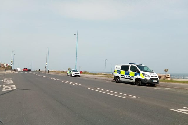 Officers ensure people are sticking to the rules on the seafront at Seaton Carew.