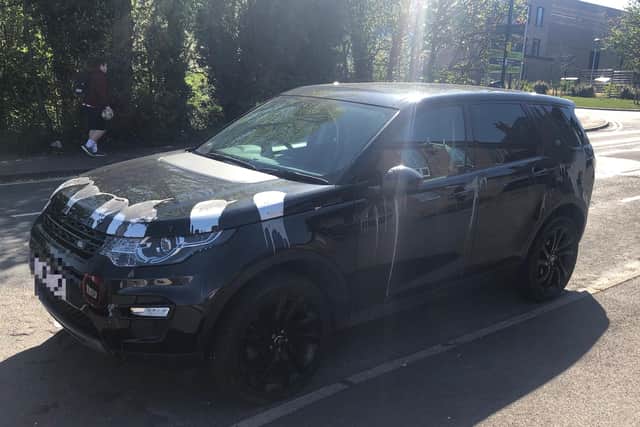 The Landrover Discovery was parked on Carterknowle Road was it was damaged in the acid attack on Thursday, April 16