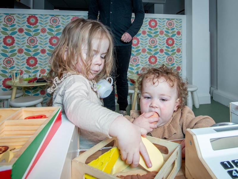Nuala Ward, two, and Eadie, one and a half at Sweet Peas Play Cafe in Fareham. Picture: Habibur Rahman