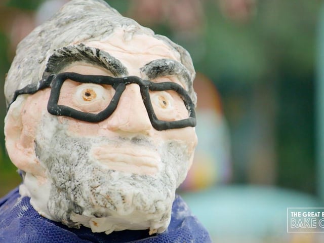 Lottie’s coconut and lime cake bust of documentary maker Louis Theroux did bear a slight resemblance, albeit an aged version (Photo: Channel 4)