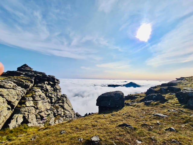 A so-called "cloud inversion" is a fairly rare event, when clouds or mist appear to sit on the ground, rather than the sky.