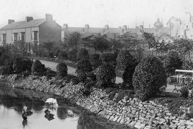A photo from around 1906 showing the Burn Valley beck and houses behind between Burn Valley Road and Bangor Street. Photo: Hartlepool Museum Service.