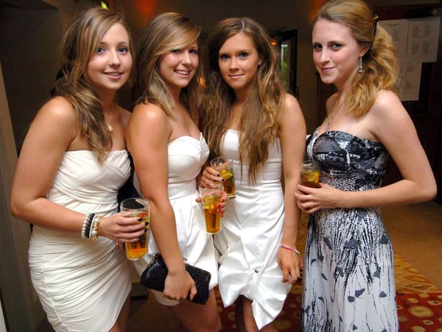 KING ECGBERTS SCHOOL PROM l/r: Rachel Adams, Helen Reaney, Amy Salvin-Hughes and Alex Deal at the King Ecgberts School 6th Form Prom at Baldwins Omega. 1 July 2010