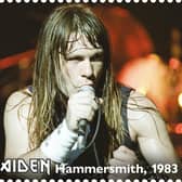 Bruce Dickinson at Hammersmith Odeon, London, May 1983 on the new first class stamp