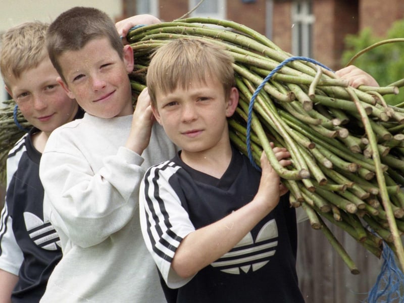 Carrying willow branches for craft activities in preparation for the Festival of Trees at Penshaw, were left to right: Steven Dixon, 12, Kyle Dinsdale, 10, and Michael Dixon, 11.