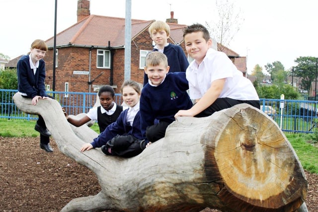 A £50,000 grant awarded by the Doncaster New Deal for Communities enabled Woodfield Primary School to revamp its outdoor play areas in 2010. Pictured l-r Amy Willcock, nine, Abigail Morrison, ten, Bryony Almond-Sheppard, eight, Luke Silman, ten, Michael Maloney, nine and Logan Miller, nine