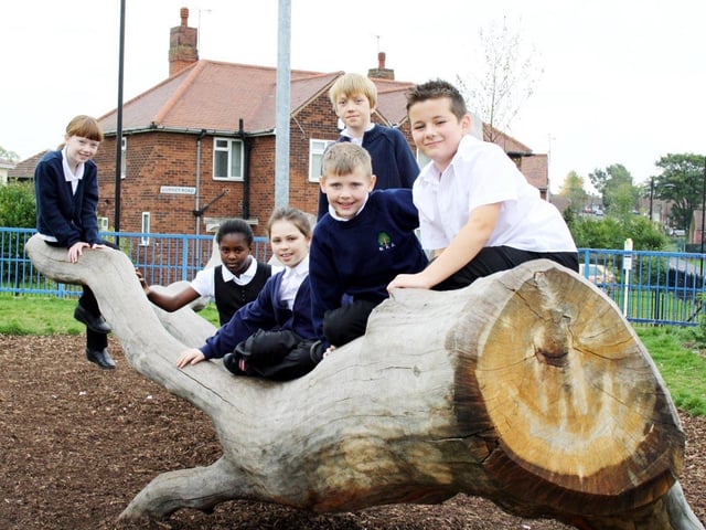 A £50,000 grant awarded by the Doncaster New Deal for Communities enabled Woodfield Primary School to revamp its outdoor play areas in 2010. Pictured l-r Amy Willcock, nine, Abigail Morrison, ten, Bryony Almond-Sheppard, eight, Luke Silman, ten, Michael Maloney, nine and Logan Miller, nine