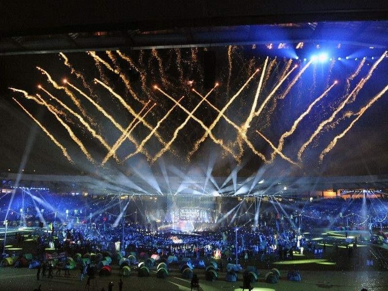 Scenes from the closing ceremony at Hampden